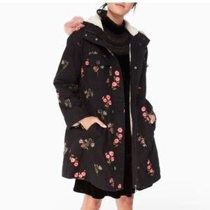 Kate Spade Floral Embroidered Twill Coat size XS